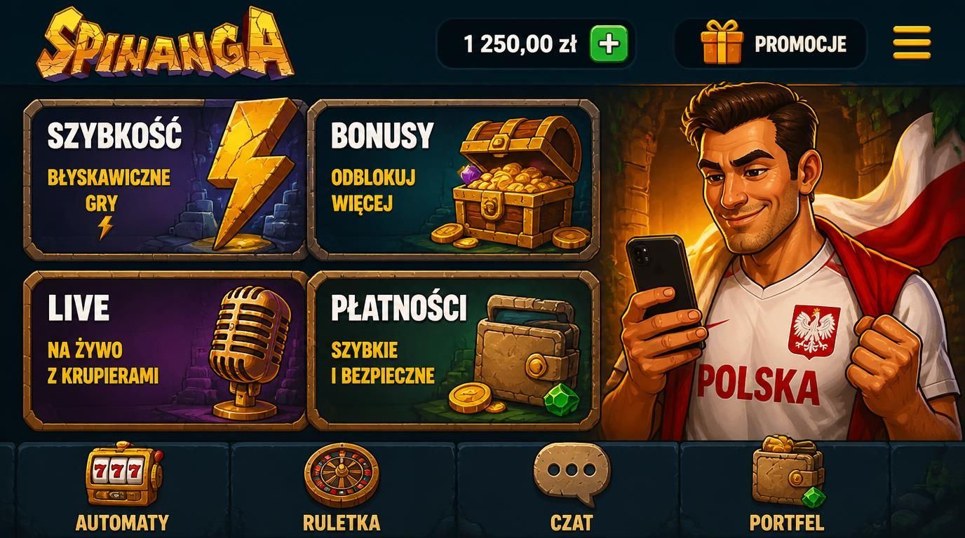  Zestaw funkcji aplikacji Spinanga: szybkość, bonusy, live, płatności 