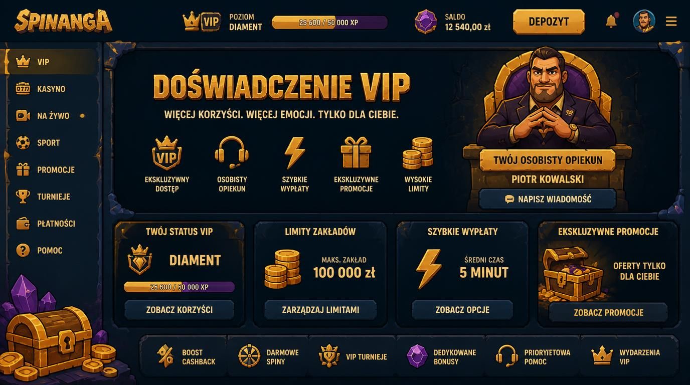 Sekcja VIP: wysokie limity, opieka, szybkie wypłaty. 
